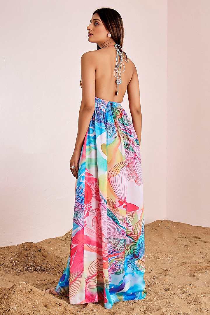 Multi-Colored Satin Silk Maxi Vacation Dress by Suruchi Parakh at Pernia's Pop Up Shop