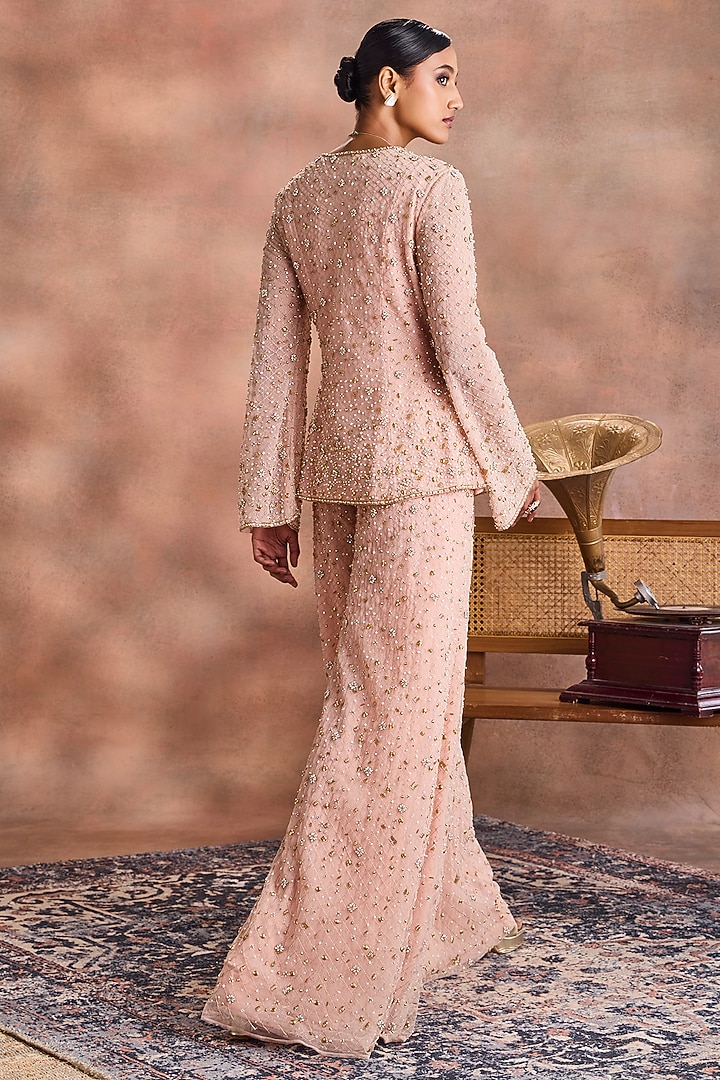 Pearl Blush Butterfly Net Embroidered Co-Ord Set by Supria Munjal at Pernia's Pop Up Shop