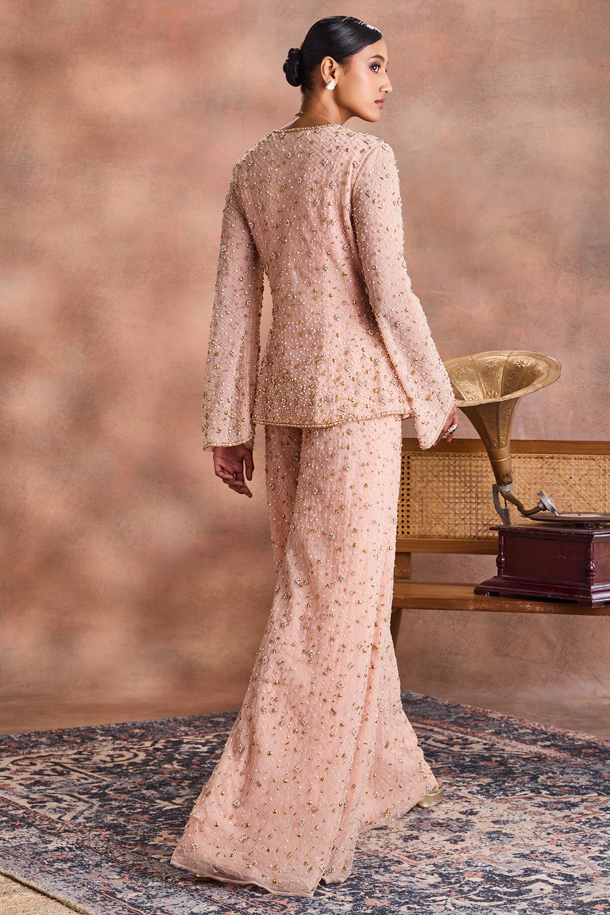 Pearl Blush Butterfly Net Embroidered Co-Ord Set by Supria Munjal at ...