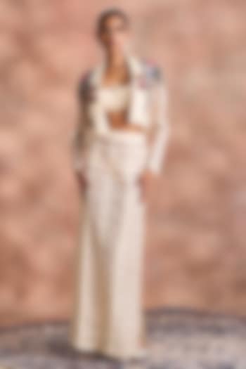 Dew-Colored Silk Organza Embroidered Jacket Set by Supria Munjal at Pernia's Pop Up Shop