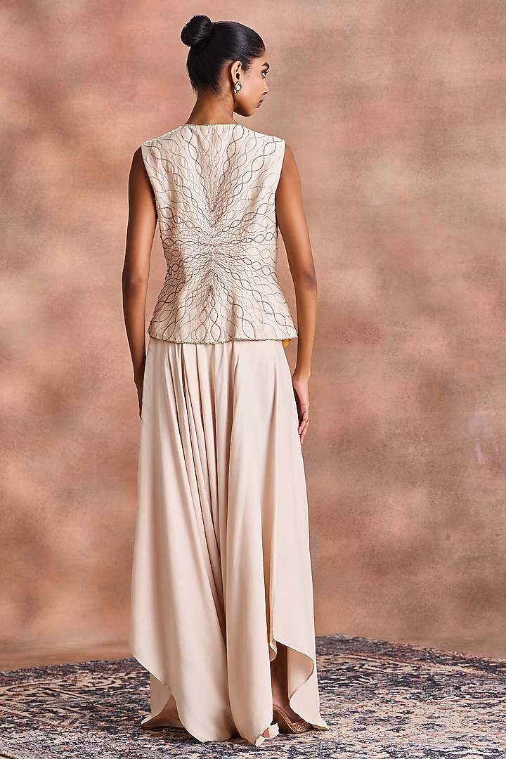 Dew-Colored Chander & Dull Satin Dhoti Set by Supria Munjal at Pernia's Pop Up Shop