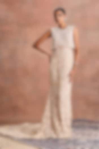 Dew-Colored Tulle Embroidered Bridal Gown by Supria Munjal at Pernia's Pop Up Shop