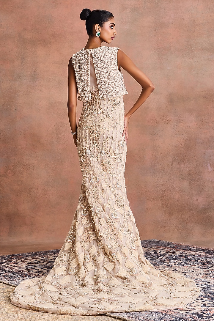 Dew-Colored Tulle Embroidered Bridal Gown by Supria Munjal at Pernia's Pop Up Shop
