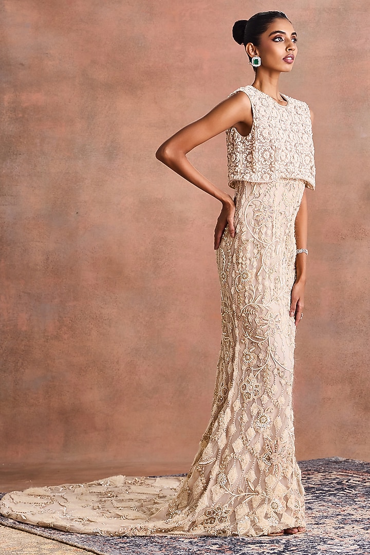 Dew-Colored Tulle Embroidered Bridal Gown by Supria Munjal at Pernia's Pop Up Shop