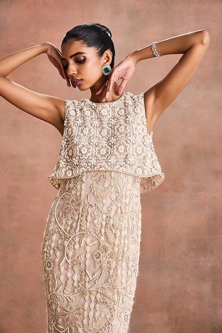 Dew-Colored Tulle Embroidered Bridal Gown by Supria Munjal at Pernia's Pop Up Shop