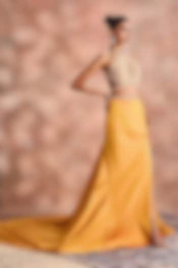 Misted Yellow Silk Taffeta Skirt Set by Supria Munjal at Pernia's Pop Up Shop