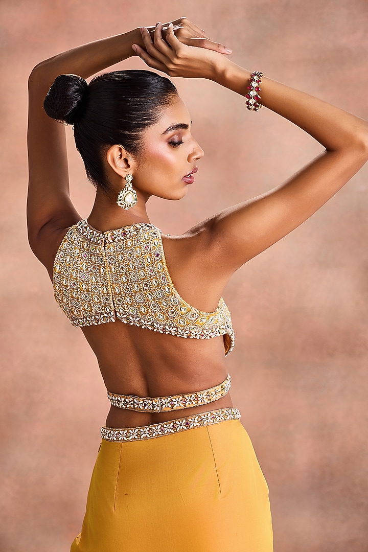 Misted Yellow Silk Taffeta Skirt Set by Supria Munjal at Pernia's Pop Up Shop