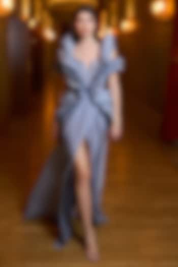 Silver-Blue Organza Wedding Gown by Supria Munjal at Pernia's Pop Up Shop