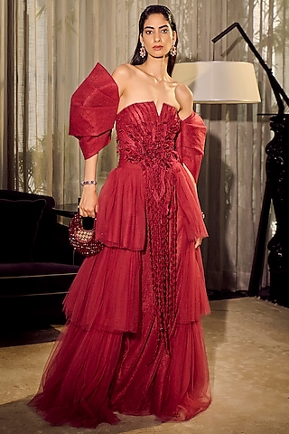 Buy Wine Colour Gown For Engagement for Women Online from India's Luxury  Designers 2026