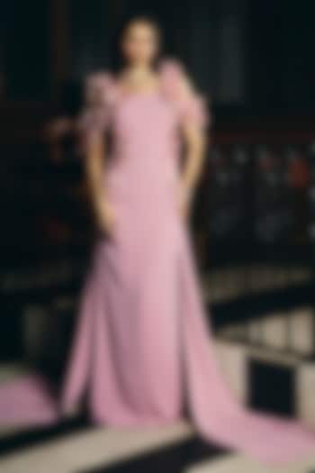 Nectar Pink Crepe Wedding Gown by Supria Munjal at Pernia's Pop Up Shop