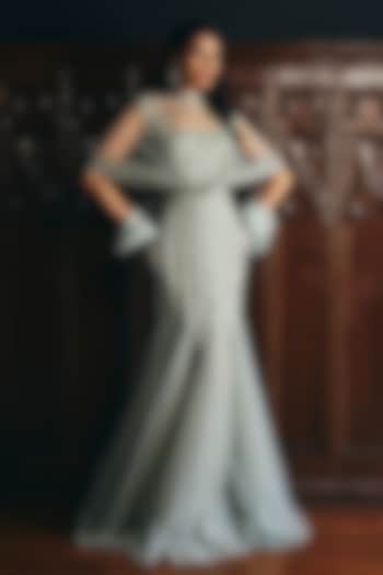 Smoke Grey Tulle Wedding Gown by Supria Munjal at Pernia's Pop Up Shop