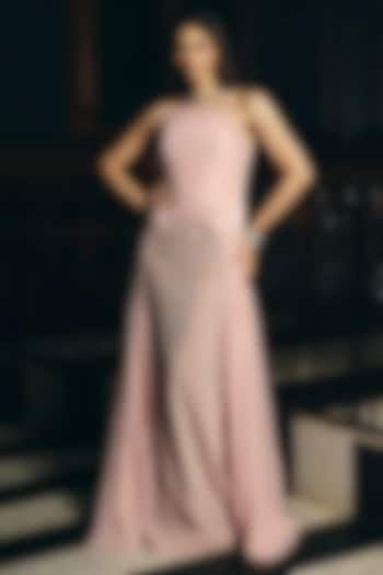 Blossom Pink Textured Tulle Strapless Wedding Gown by Supria Munjal at Pernia's Pop Up Shop