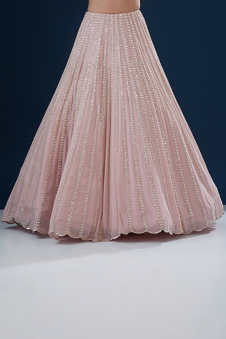 Blush Pink Georgette Hand Embroidered Bridal Lehenga Set by Summer by Priyanka Gupta at Pernia's Pop Up Shop