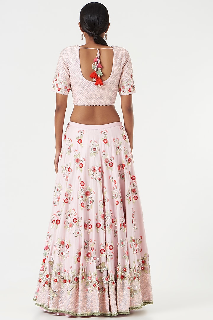 Pink Embroidered Bridal Lehenga Set by Summer by Priyanka Gupta at Pernia's Pop Up Shop