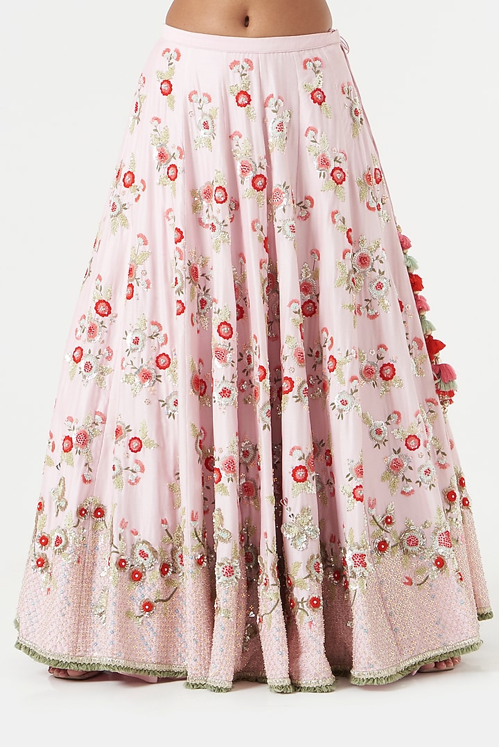 Pink Embroidered Bridal Lehenga Set by Summer by Priyanka Gupta at Pernia's Pop Up Shop