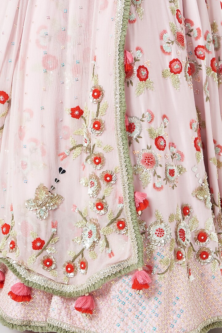 Pink Embroidered Bridal Lehenga Set by Summer by Priyanka Gupta at Pernia's Pop Up Shop