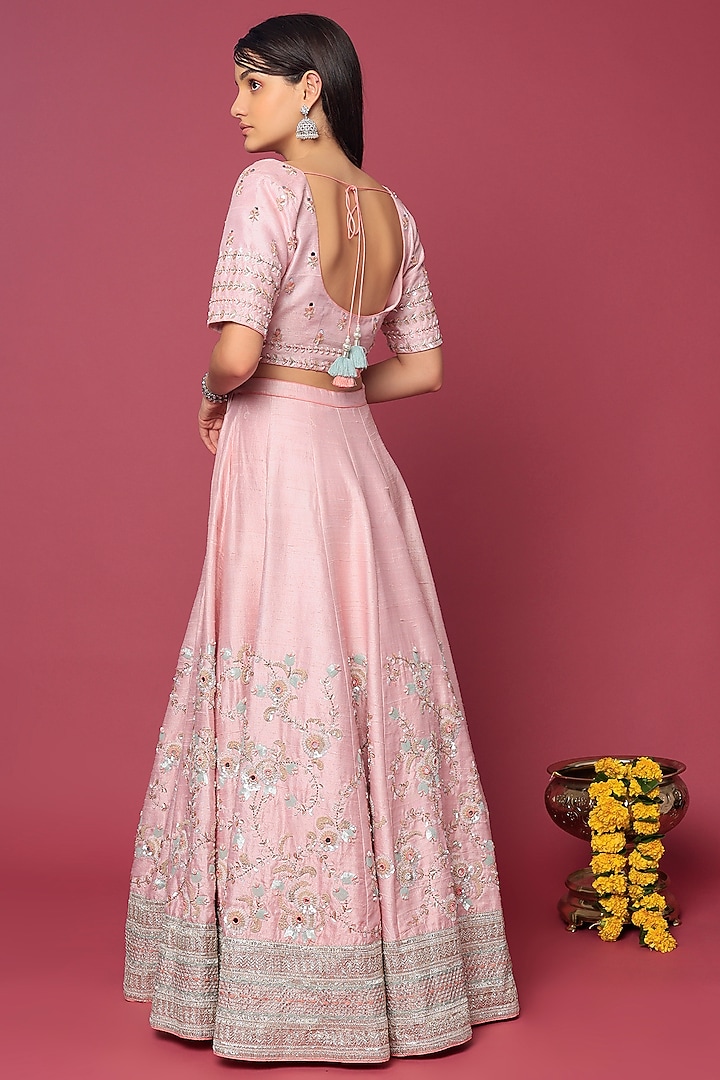 Pink Embroidered Wedding Lehenga Set by Summer by Priyanka Gupta at Pernia's Pop Up Shop