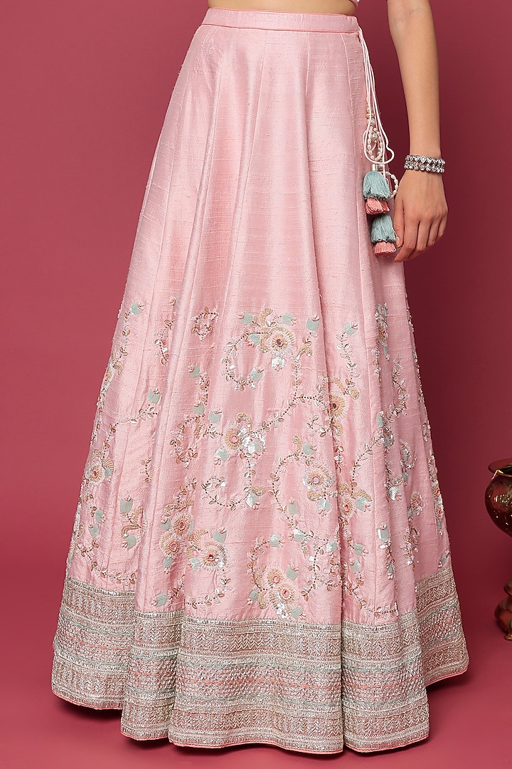 Pink Embroidered Wedding Lehenga Set by Summer by Priyanka Gupta at Pernia's Pop Up Shop