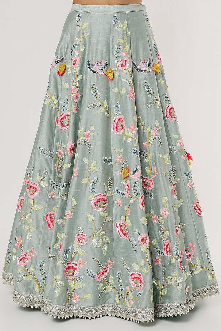 Powder Blue Embroidered Bridal Lehenga Set by Summer by Priyanka Gupta at Pernia's Pop Up Shop