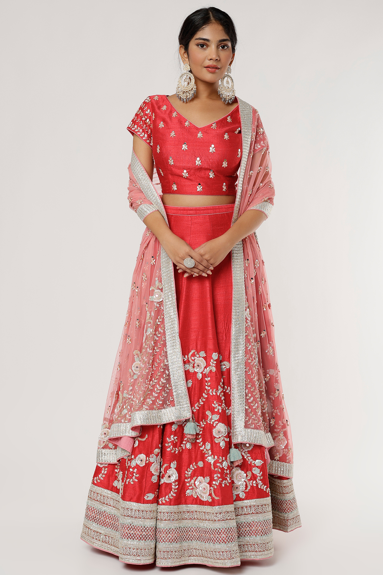 Red Embroidered Wedding Lehenga Set by Summer by Priyanka Gupta at Pernia's Pop Up Shop