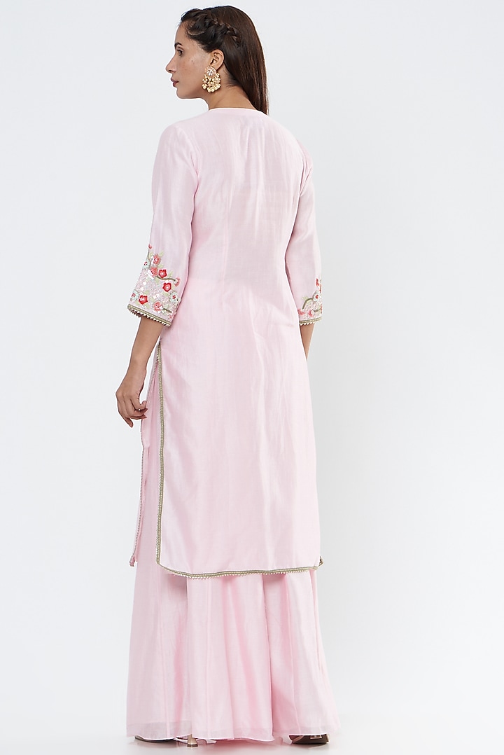 Pink Chiffon Wedding Sharara Set by Summer by Priyanka Gupta at Pernia's Pop Up Shop