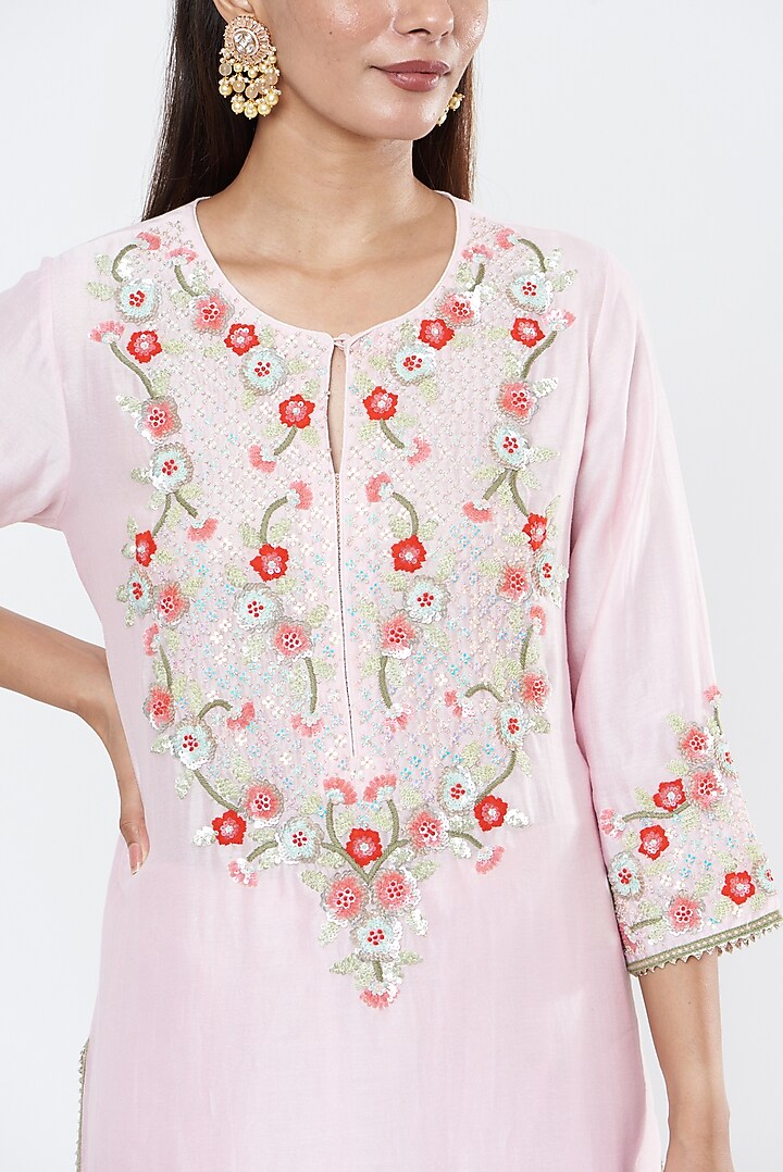 Pink Chiffon Wedding Sharara Set by Summer by Priyanka Gupta at Pernia's Pop Up Shop