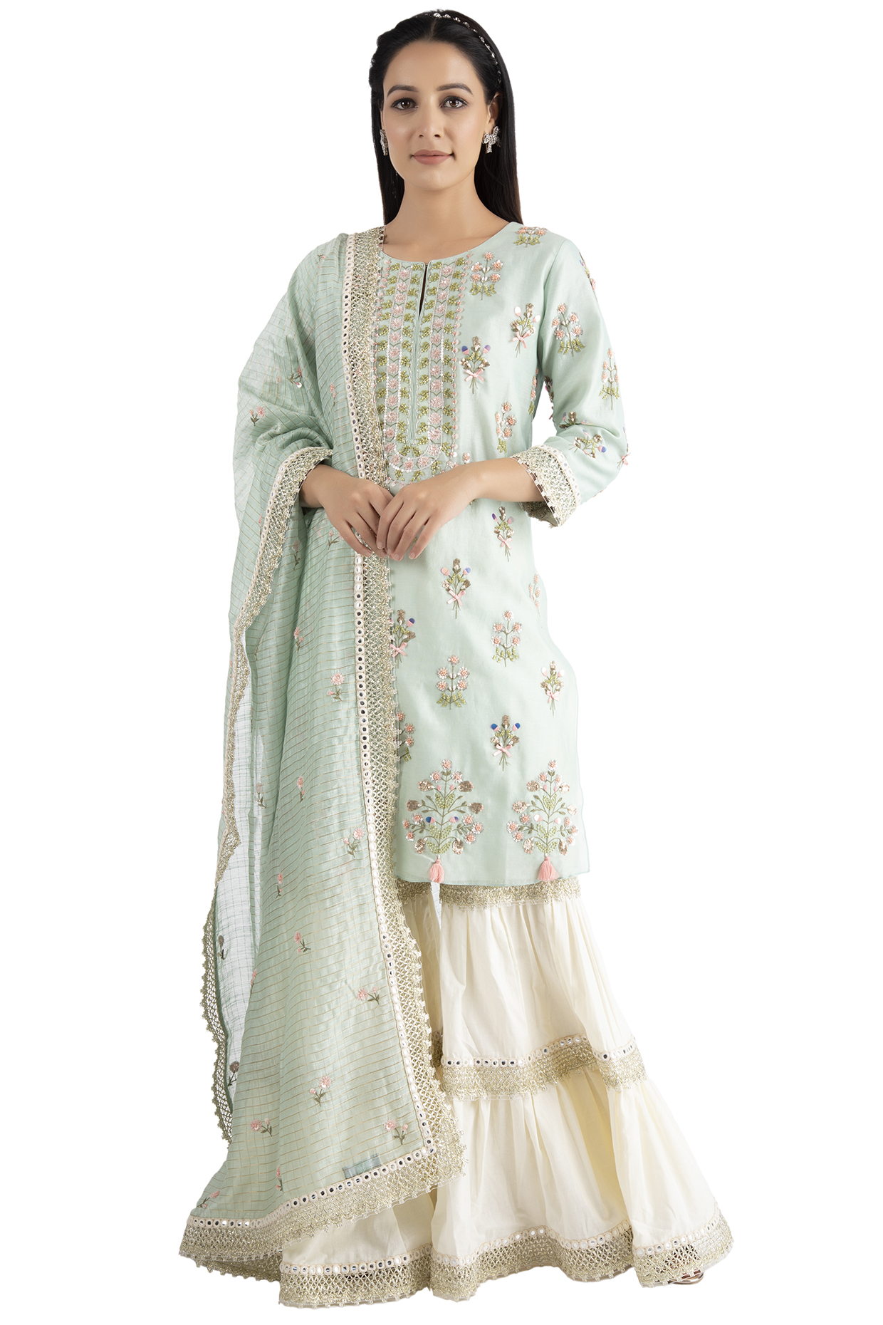 Teal Chanderi Kurta Set by Summer by Priyanka Gupta at Pernia's Pop Up Shop