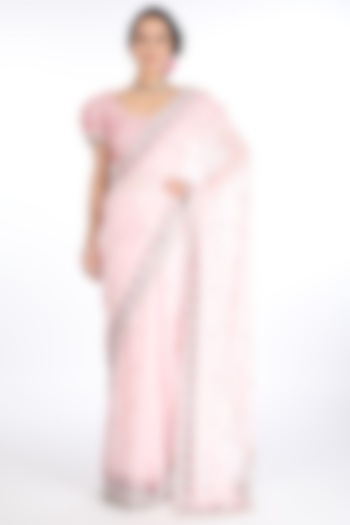 Blush Pink Hand Embroidered Wedding Saree Set by Summer by Priyanka Gupta at Pernia's Pop Up Shop
