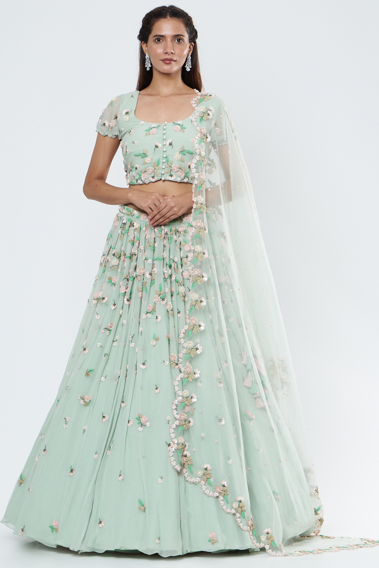 Teal Embroidered Wedding Lehenga Set by Summer by Priyanka Gupta at Pernia's Pop Up Shop