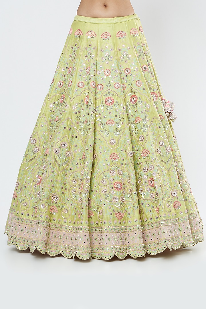 Yellow Embroidered Bridal Lehenga Set by Summer by Priyanka Gupta at Pernia's Pop Up Shop