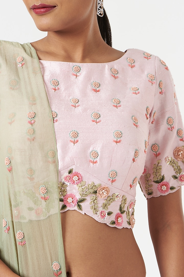 Blush Pink Embroidered Bridal Lehenga Set by Summer by Priyanka Gupta at Pernia's Pop Up Shop