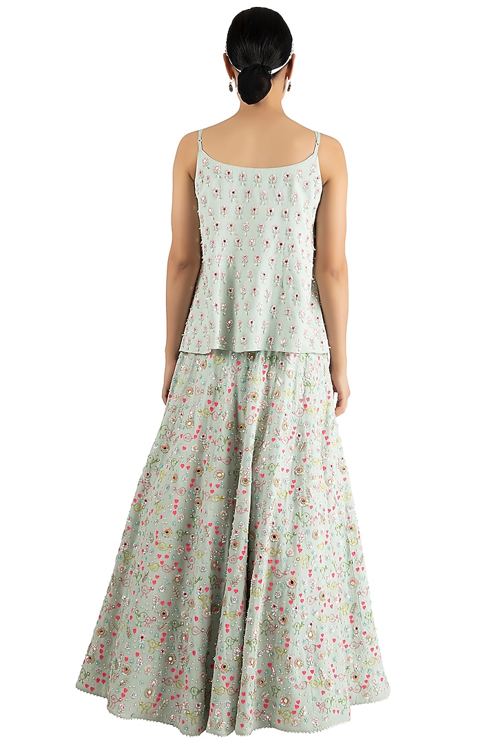 Teal Embroidered Bridal Lehenga Set by Summer by Priyanka Gupta at Pernia's Pop Up Shop