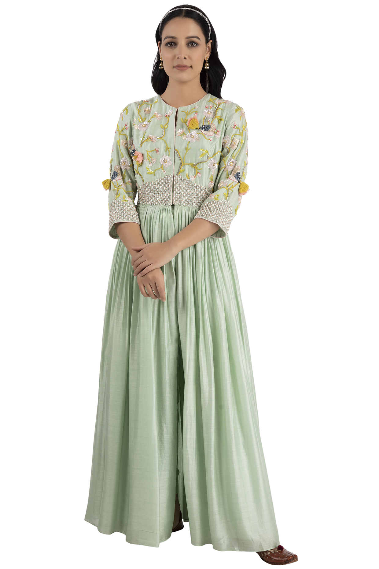 Mint Green Sequins Embroidered Kurta Set by Summer by Priyanka Gupta at Pernia's Pop Up Shop