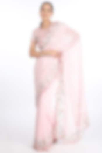 Blush Pink Embroidered Saree Set by Summer by Priyanka Gupta