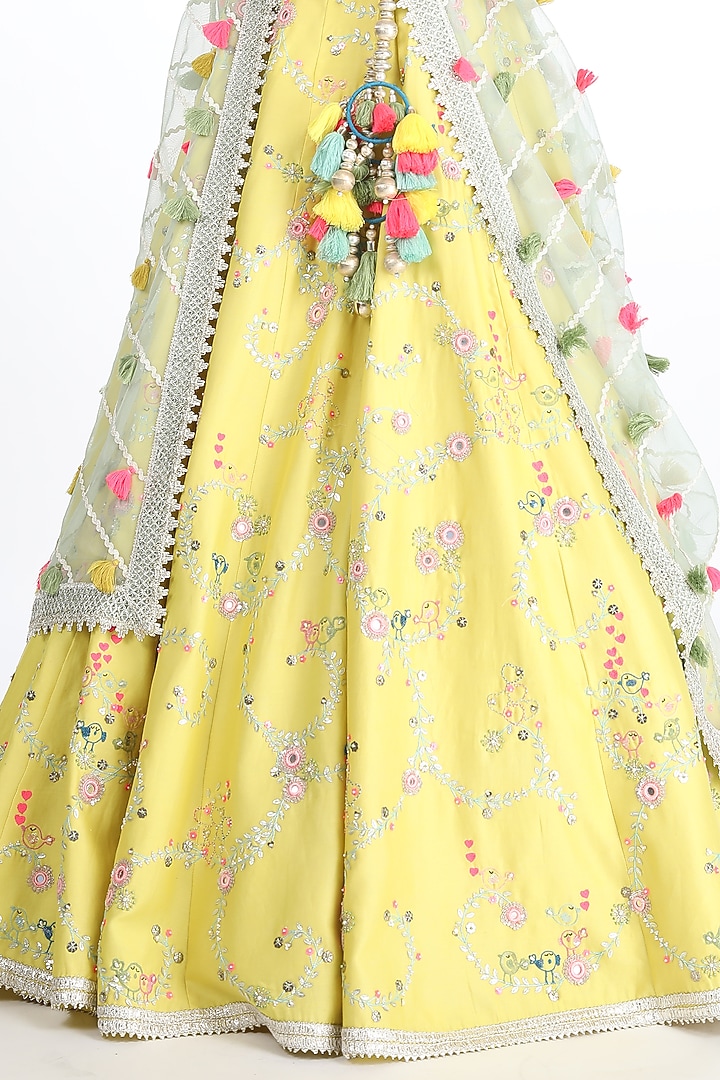 Butter Yellow Embroidered Wedding Lehenga Set by Summer by Priyanka Gupta at Pernia's Pop Up Shop