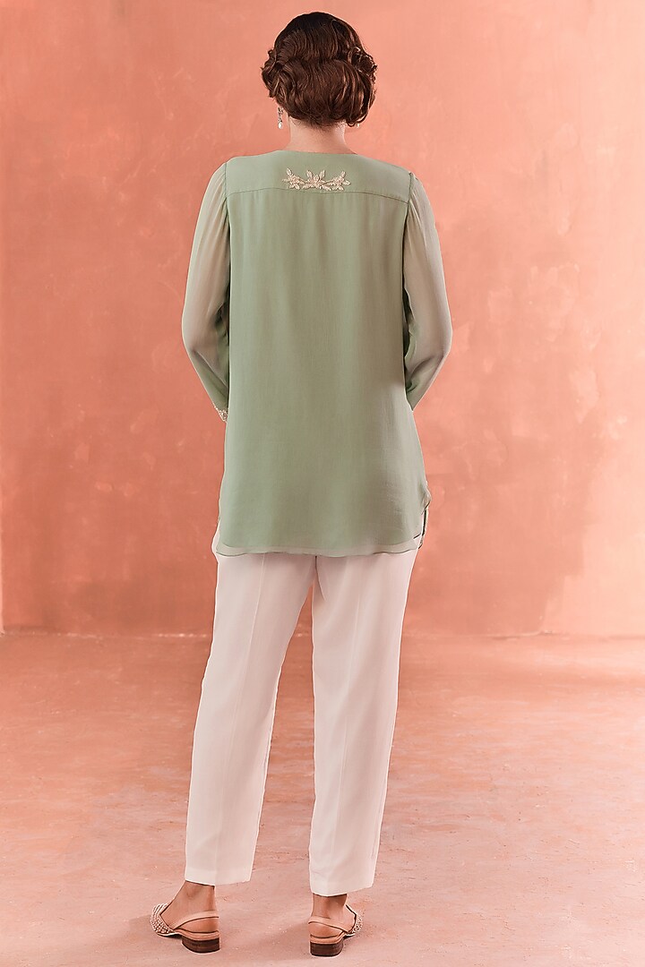 Teal Georgette Tunic by Summer by Priyanka Gupta at Pernia's Pop Up Shop