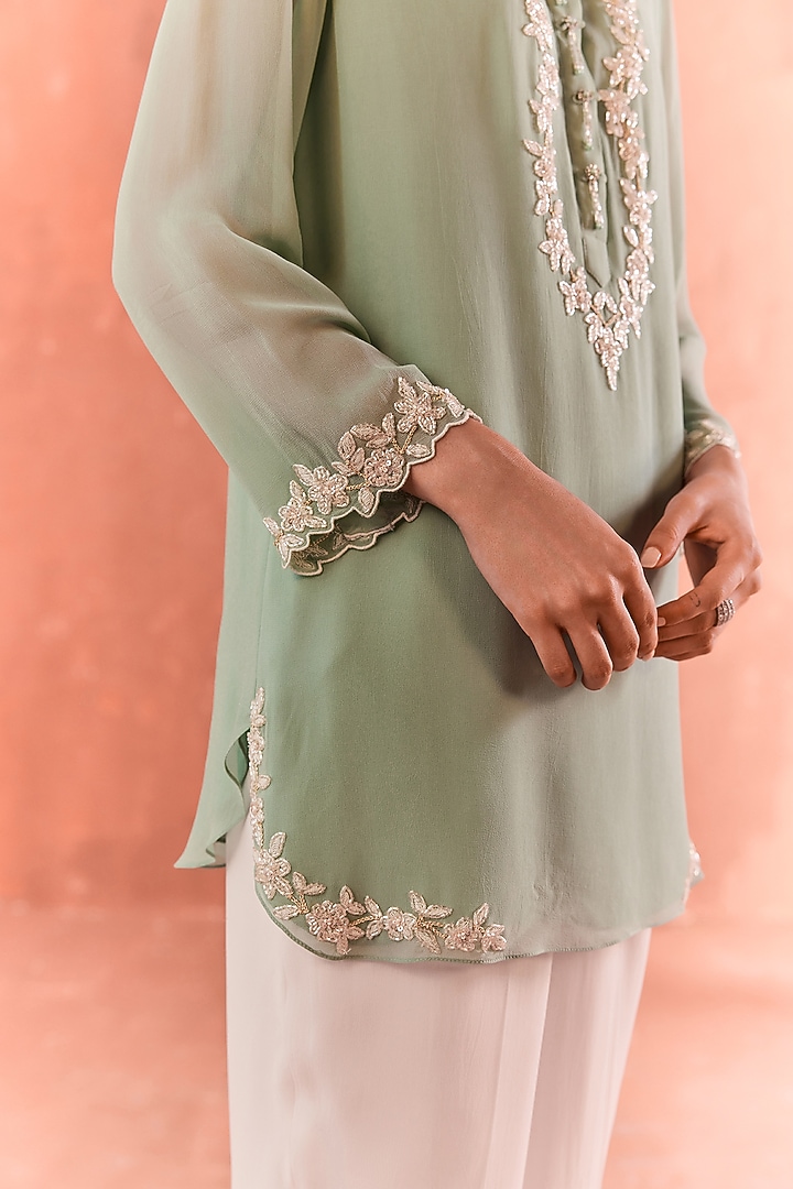 Teal Georgette Tunic by Summer by Priyanka Gupta at Pernia's Pop Up Shop