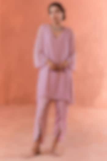 Pink Georgette Embellished Co-Ord Set by Summer by Priyanka Gupta