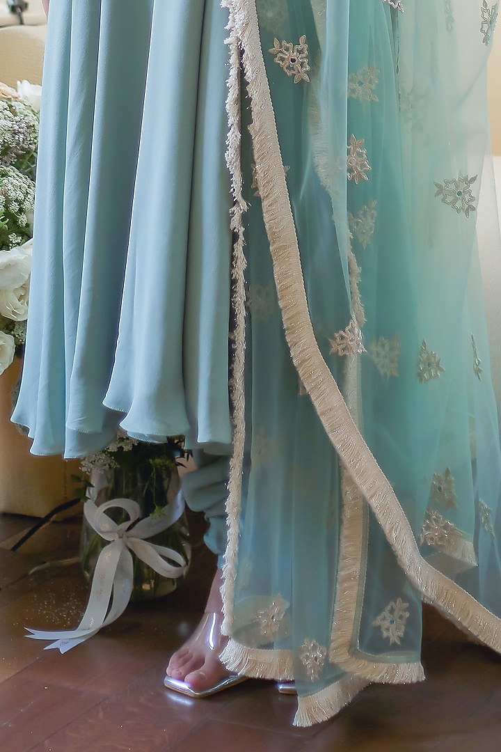 Fall Green Georgette Wedding Anarkali Set by Summer by Priyanka Gupta at Pernia's Pop Up Shop