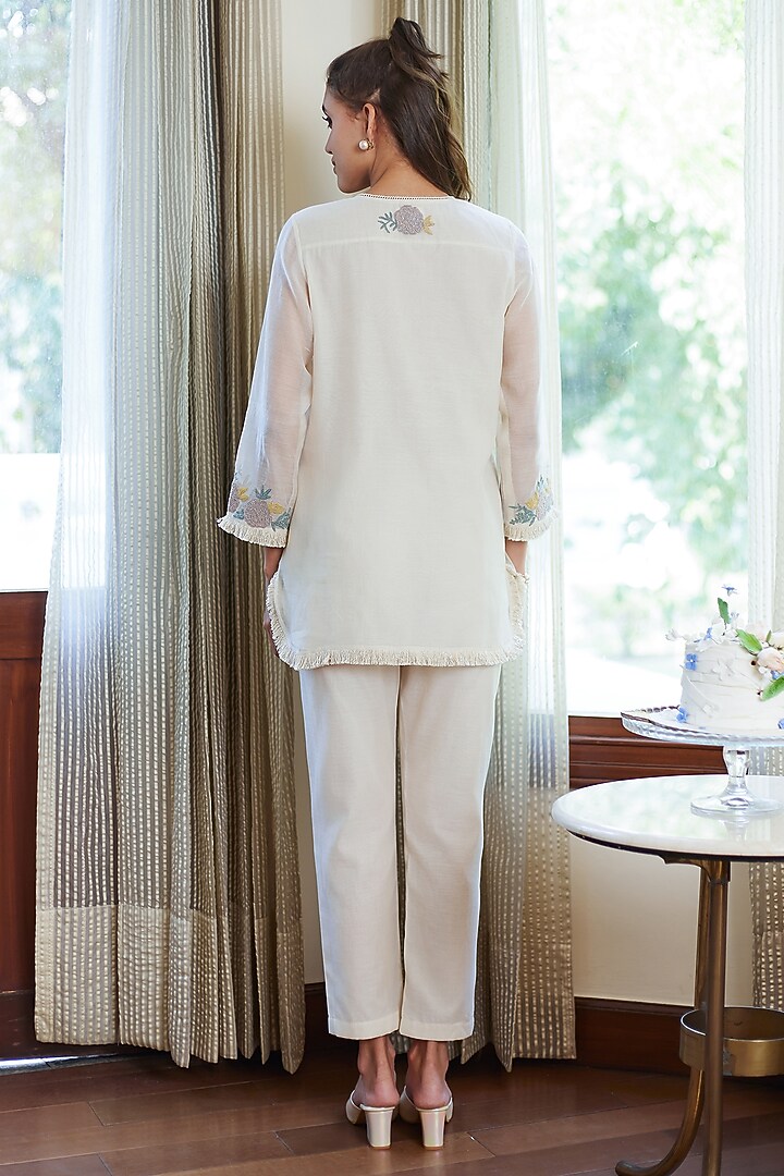 Ivory Cotton Mul Dori Work Co-Ord Set by Summer by Priyanka Gupta at Pernia's Pop Up Shop