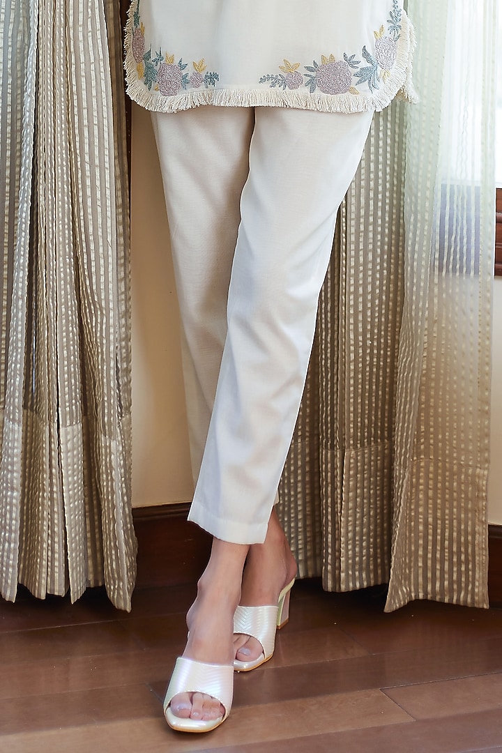 Ivory Cotton Mul Dori Work Co-Ord Set by Summer by Priyanka Gupta at Pernia's Pop Up Shop
