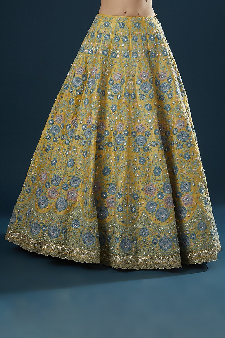 Yellow Hand Embroidered Bridal Lehenga Set by Summer by Priyanka Gupta at Pernia's Pop Up Shop