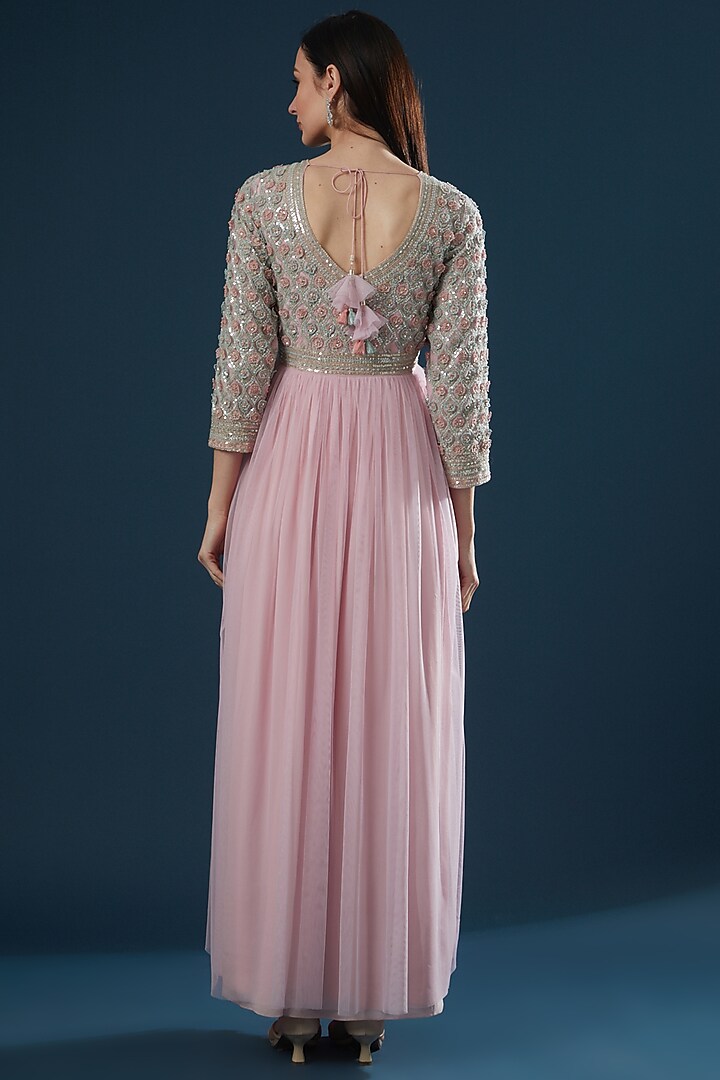 Pink Hand Embroidered Wedding Anarkali Set by Summer by Priyanka Gupta at Pernia's Pop Up Shop