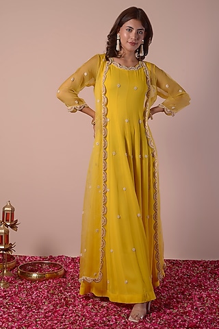 Buy Yellow Anarkali for Women Online from india's Luxury Designers