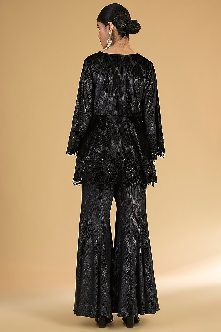 Black Velvet Embroidered Co-Ord Set by Surabhi Arya at Pernia's Pop Up Shop