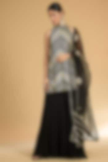 Black Chinon Sharara Set by Surabhi Arya at Pernia's Pop Up Shop