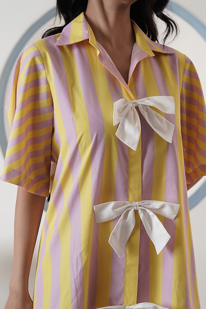 Yellow & Lilac Poplin Bow Summer Dress by Surabhi Arya at Pernia's Pop Up Shop