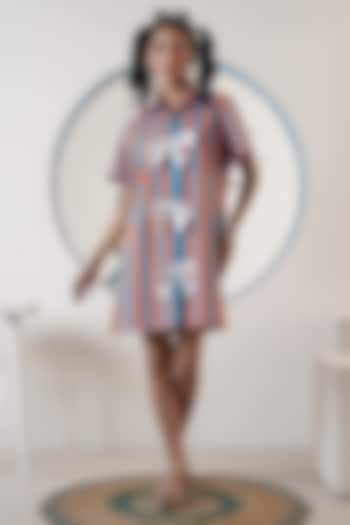 Orange & Blue Poplin Bow Stripe Summer Dress by Surabhi Arya at Pernia's Pop Up Shop