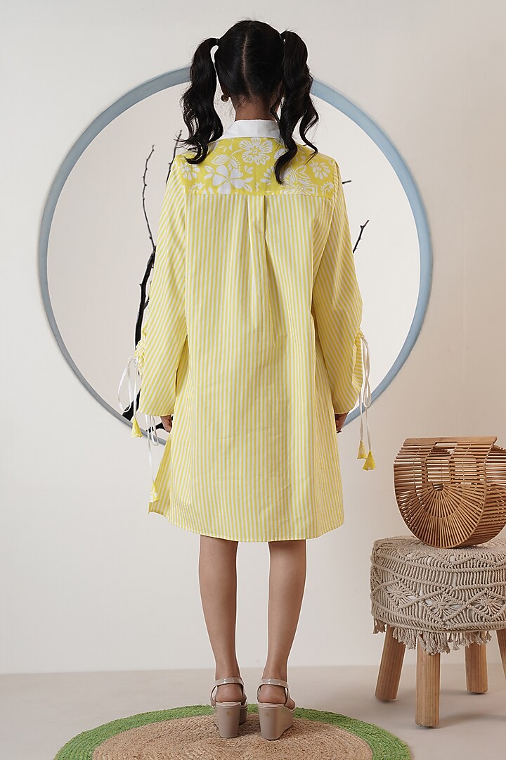 Lemon Yellow Poplin Printed Shirt Summer Dress by Surabhi Arya at Pernia's Pop Up Shop