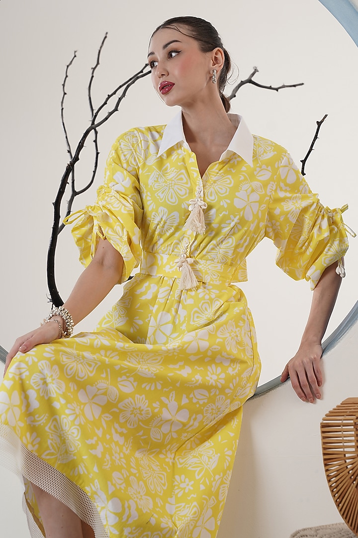 Lemon Yellow Poplin Summer Dress by Surabhi Arya at Pernia's Pop Up Shop
